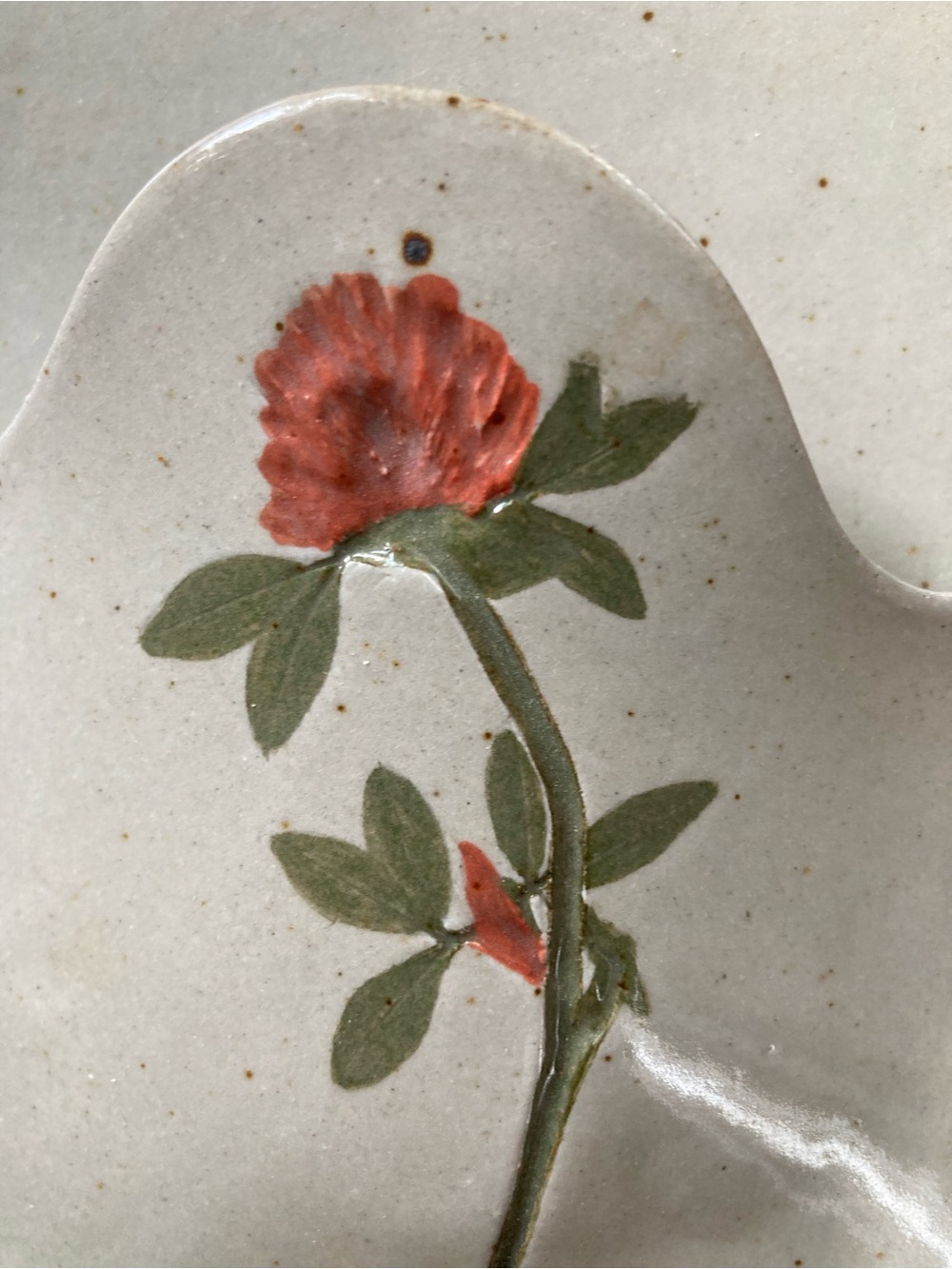 Stetson Cream Ceramic Wall Pocket with Red Floral Accent - Picture 2 of 6